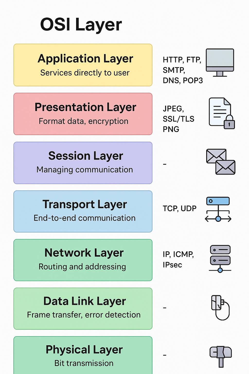 Gambar - Model OSI (Open Systems Interconnection) dan 7 Layer-nya